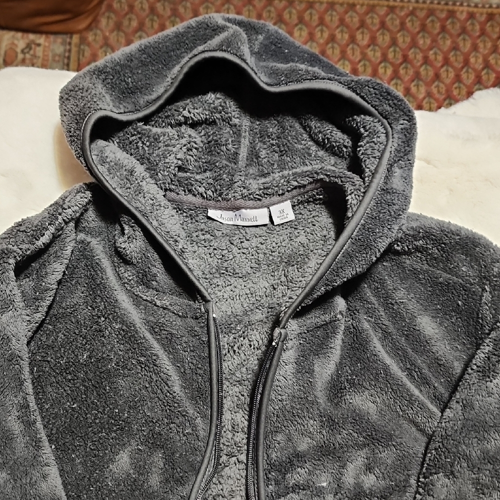 Jason Maxwell Charcoal Textured Jacket With Hoodie. Size 3X.  SEE Photos !!!